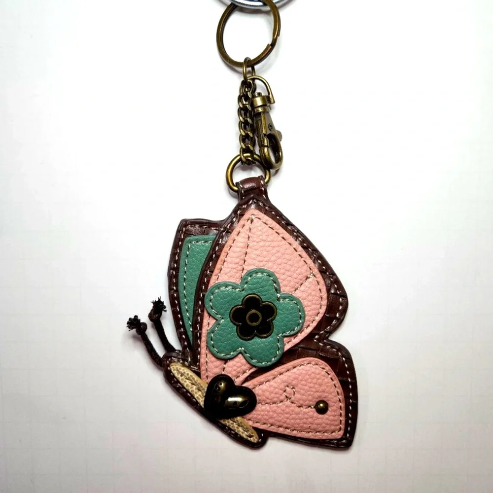 CHALA Pink and Green Butterfly Keychain